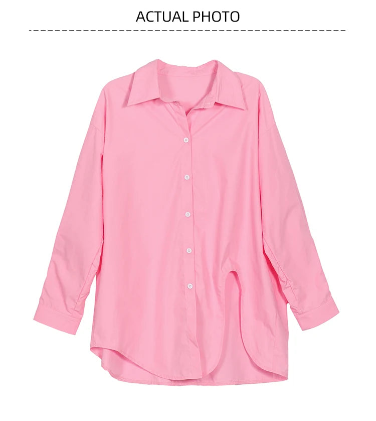 New Long Sleeve Ladies Tops Blouses Button Down Casual Shirt Women Turn-down Solid Collar Loose Blouse Women.