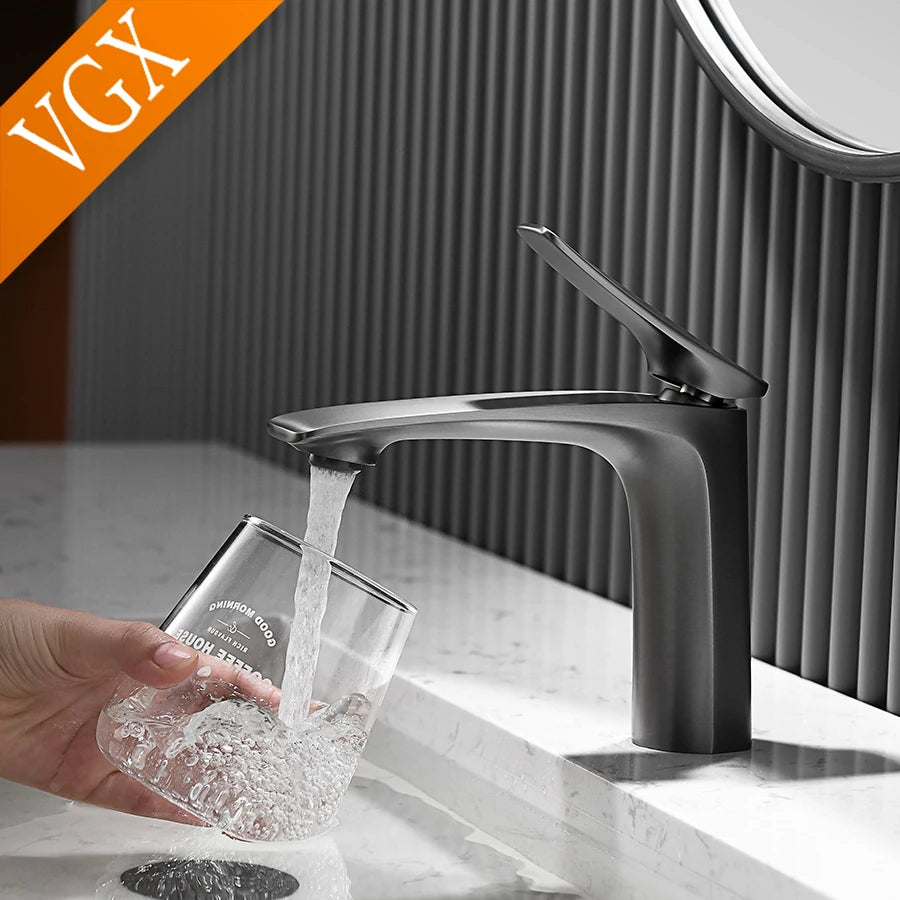 VGX Luxury Bathroom Faucets Basin Mixer Sink Faucet Gourmet Washbasin Tapware Hot Cold Water Tap Brass Chrome Black Brushed Gold