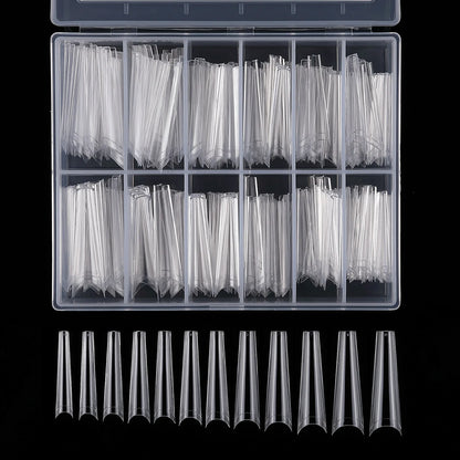 240PCS/Box False Nail Tips Square Straight Extra Long Half Cover Nails Artificial Acrylic False Nail Tips Press On Manicure Tool.