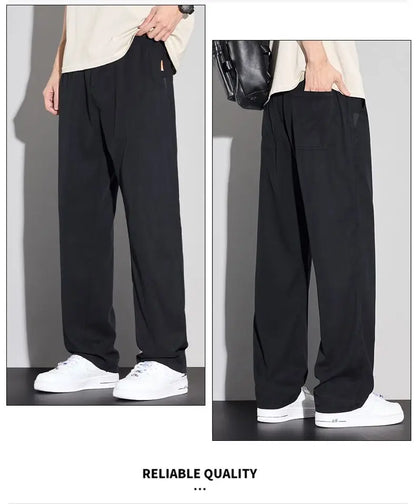 2025 Summer Thin Men's Soft Lyocell Casual Pants Breathable Fashion Solid Color Simple Male Trousers Brand Clothing