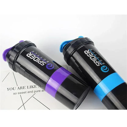 3 Layer Shaker Bottle Protein Mixing Shake Cup Sports Fitness Water Cup 550ml Scaled Plastic Water Bottles with Medicine Box.