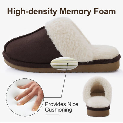 Kidmi Winter Men Plush Slippers Suede Fuzzy Soft Fluffy Collar Lining Men Slippers Indoor Warm Furry Fur House Flat Men Shoes