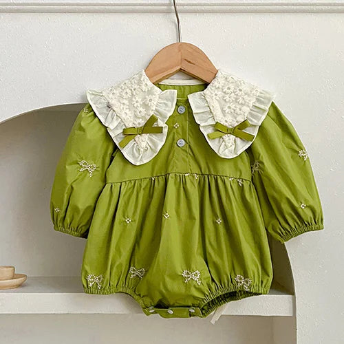 2023 neue Frühjahr 0-24 M Baby Mädchen Kleidung Infant Baby Mädchen Overall Lange Ärmeln Baumwolle Stickerei Neugeborenen baby Mädchen Bodys
