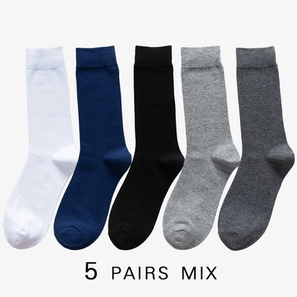 5Pairs New High Quality Business Casual Men Socks Black Men's Dress Long Socks Autumn Keep Warm Colorful Full Happy Socks Male