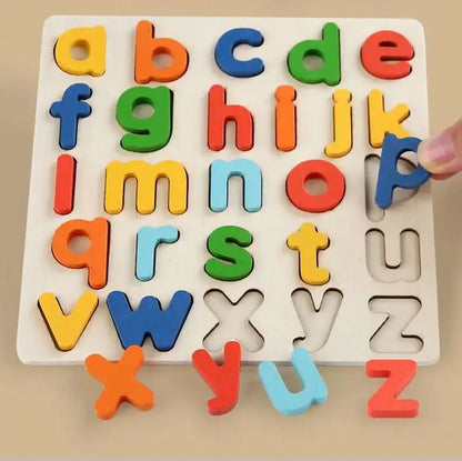 Montessori Toys Letter Numbers Wooden Puzzle Sorting Math Bricks Preschool Early Learning Educational Toys for Children.