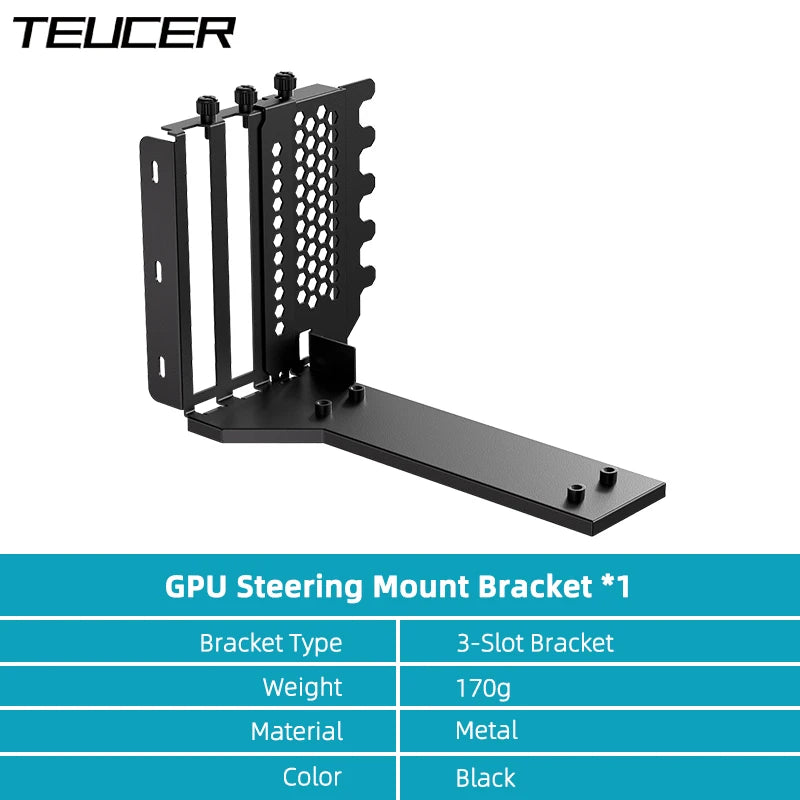 TEUCER L-Z3 GPU Vertical Mounting Bracket Kit, PCIe 4.0 X16 Riser Cable 200mm, Graphics Card Steering Mounting Bracket.