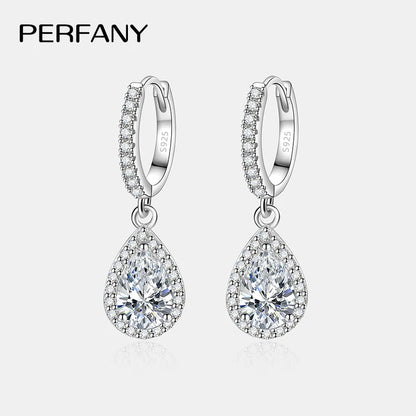 PERFANY 1CT Pear Cut Moissanite Earrings for Women S925 Pure Silver Laboratory Cultivated Diamonds Elegant Wedding Jewelry.
