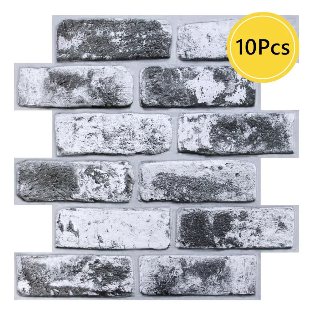 10pcs 3D Brick Wall Stickers Self-adhesive Faux Brick Wall Panels, Matt, Waterproof, 30 x 30cm, Living Room Bedroom Wall Decor