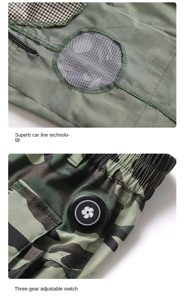 Fan Pants Cold Fishing Pure Cotton Site Welder Camping Ride Climbing Hiking Sports Fan Suit Air-Conditioning Clothes Fan Cooling