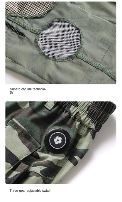 Fan Pants Cold Fishing Pure Cotton Site Welder Camping Ride Climbing Hiking Sports Fan Suit Air-Conditioning Clothes Fan Cooling