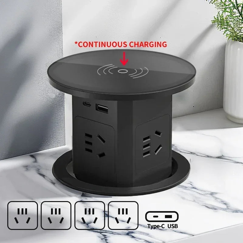 Us uk au stecker power küchentisch steckdose pop up desktop steckdosen strom ladung usb aluminium regal, versteckt, eingebaut
