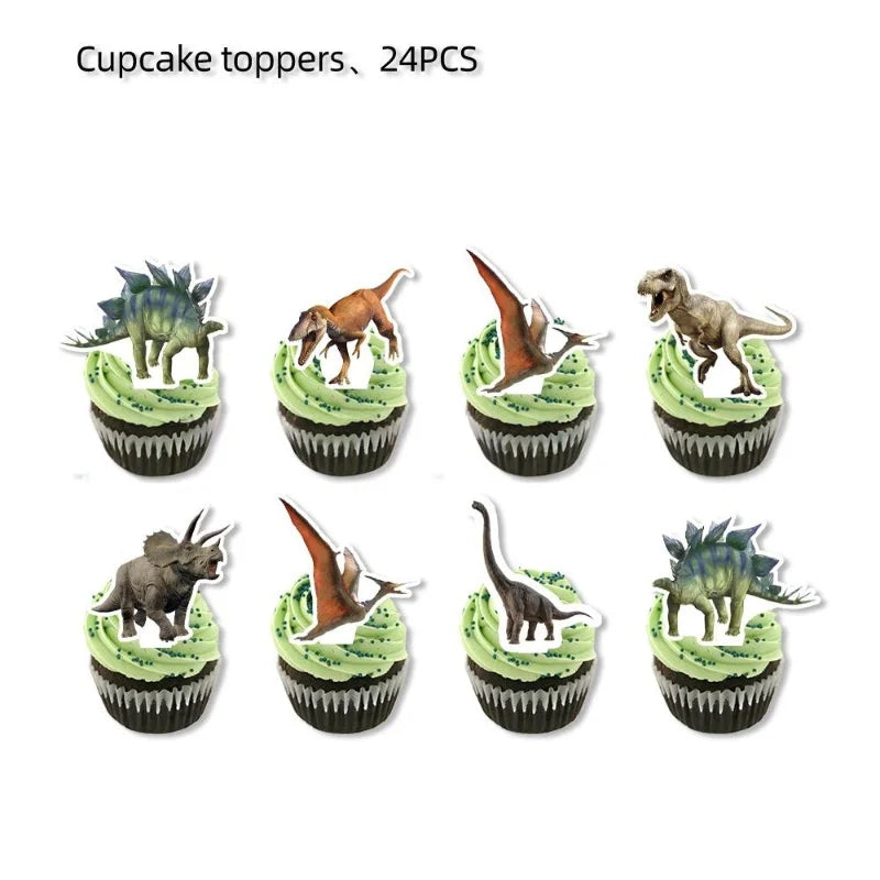 Dinosaurier Dekoration Party Supplies Glas Maske Kuchen Topper Banner PVC Stroh Papa Kreis Geschenktüten Dinosaurier Tier Gefälligkeiten Liefert.