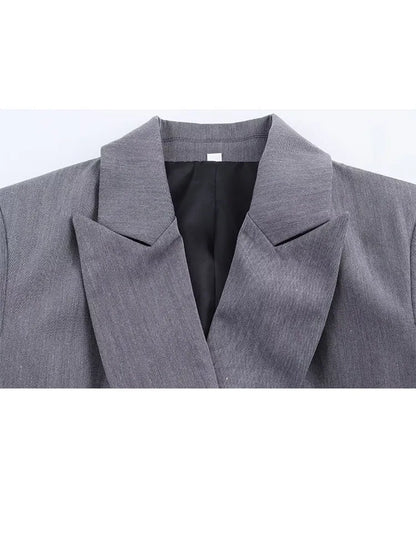 HH Frau Mode Vielseitige Lange Ärmel Zweireiher Tasche Dekoration Blazer + High Street Casual Pendeln Hose 2-teiliges Set