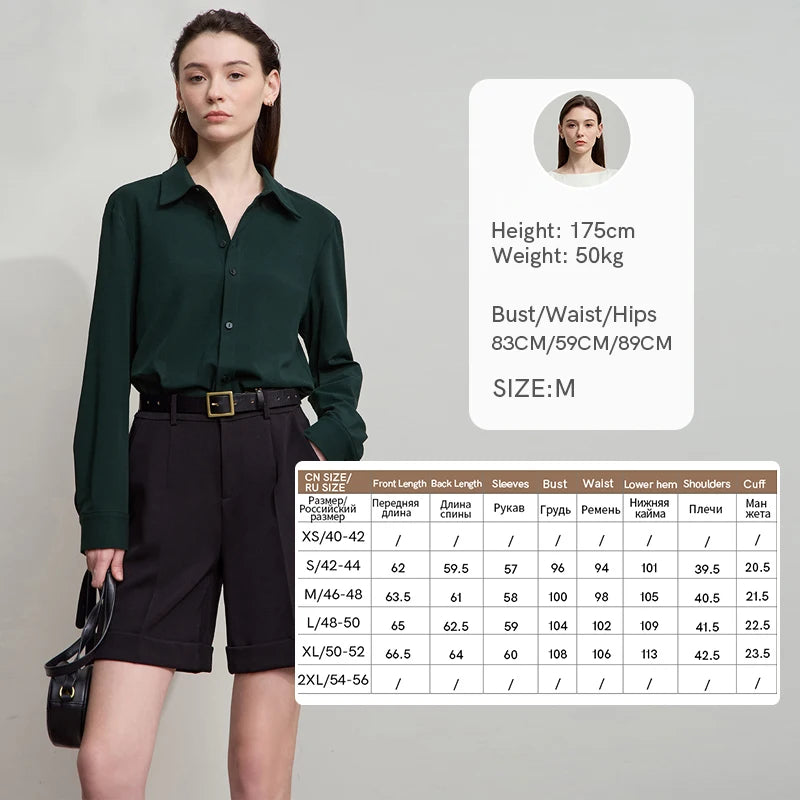 AMII Office Lady Shirt 2025 Autumn New Minimalism thick Long Sleeves Blouse Elastic Cotton Lapel Women's Clothing 12553079