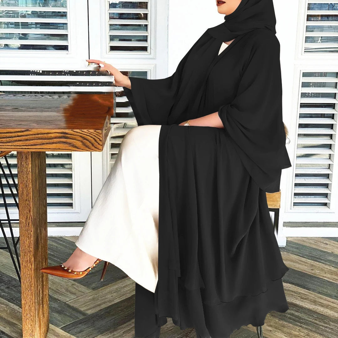 Ramadan  Islamic kebaya  Without Hijab, Long Sleeve Open Front Casual Abaya, Women's Clothing.