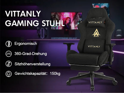 HAPIHAPPY Modischer Gaming-Stuhl, echter Computer-Bürostuhl mit Taschenfederkissen, Armlehnen und Fußstütze, Spielstuhl