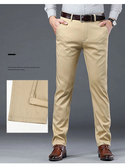 Summer Thin Men's Slim Suit Pants Fashion Business Casual Cotton Green Black Khaki Trousers Male Brand Clothing 30-40.
