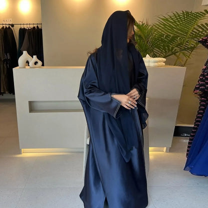 Ramadan Satin Open Kimono Abaya Dubai Luxury 2025 Muslim Kaftan Dress Abayas Women Islam Clothing Robe Femme Musulmane Kebaya.