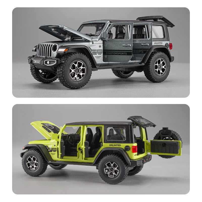 1:32 Jeep Wrangler Rubicon Off-road car Alloy Model Car Toy Diecasts Metal Casting Sound and Light Car Toys For Children Vehicle.