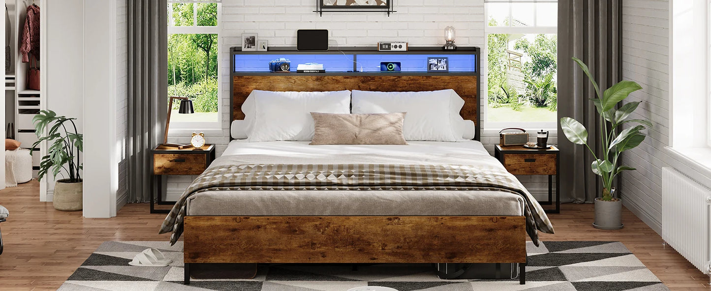 Bett 140x200 mit verstellbarer Beleuchtung, Bettgestell 140x200 mit weicher Polsterung, schwebender Bettrahmen, gepolsterte Jugendbe