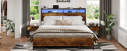 Bett 140x200 mit verstellbarer Beleuchtung, Bettgestell 140x200 mit weicher Polsterung, schwebender Bettrahmen, gepolsterte Jugendbe