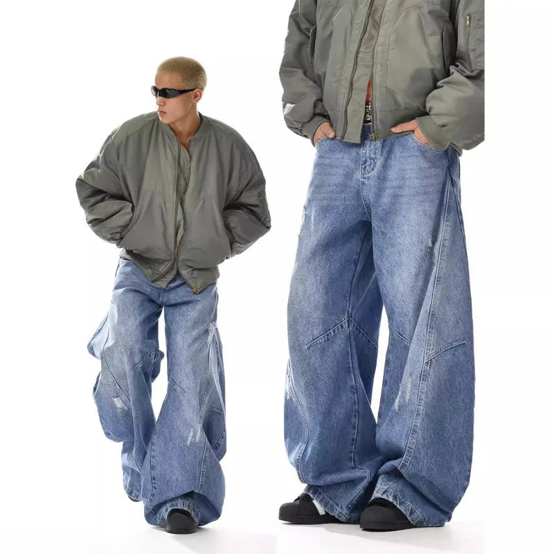 Y2K Men's Baggy Jeans Unisex Trendy Casual Wide-Leg Denim Pants High Street Quality American Style Streetwear Oversize Trousers.