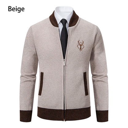 Sweater Cardigan Knitted Men's Clothing Korean Style Long Sleeve Fleece Warm Overcoat Baseball Jumper New Wool Sweatercoat.