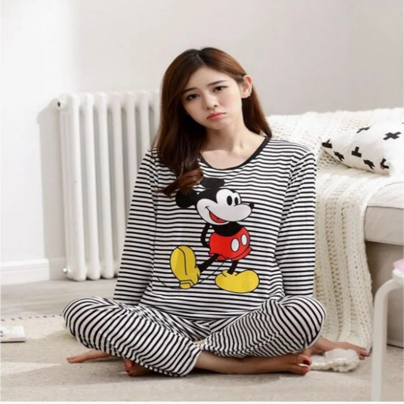 Frühling Und Herbst Langarm + Lange Hosen Zwei Stück Pyjama Set Für Frauen Cartoon Nette Mickey Hause Kleidung Set.