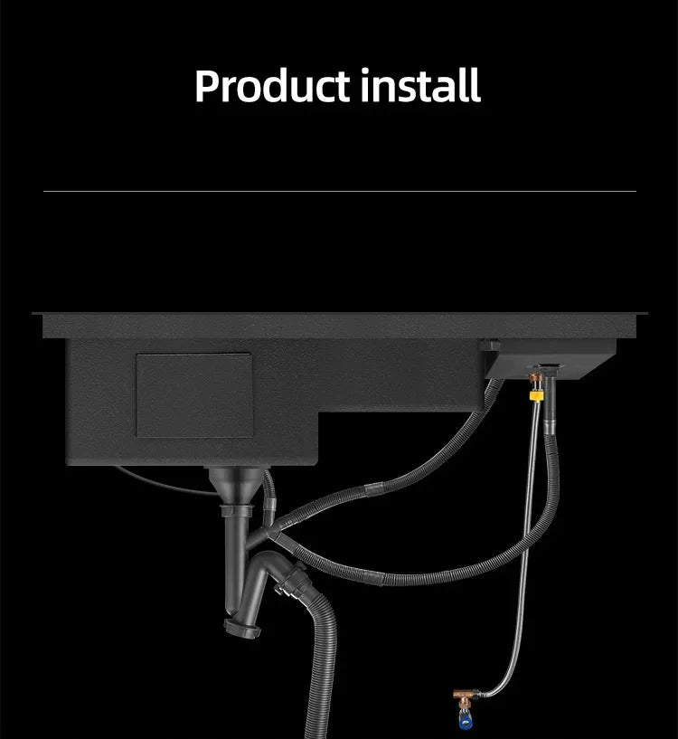 Large Size Nano Meter Cup Rinser Stepped Kitchen Sink 304 Stainless Steel 4mm Thickness Handmade Sinks With Knife Holder