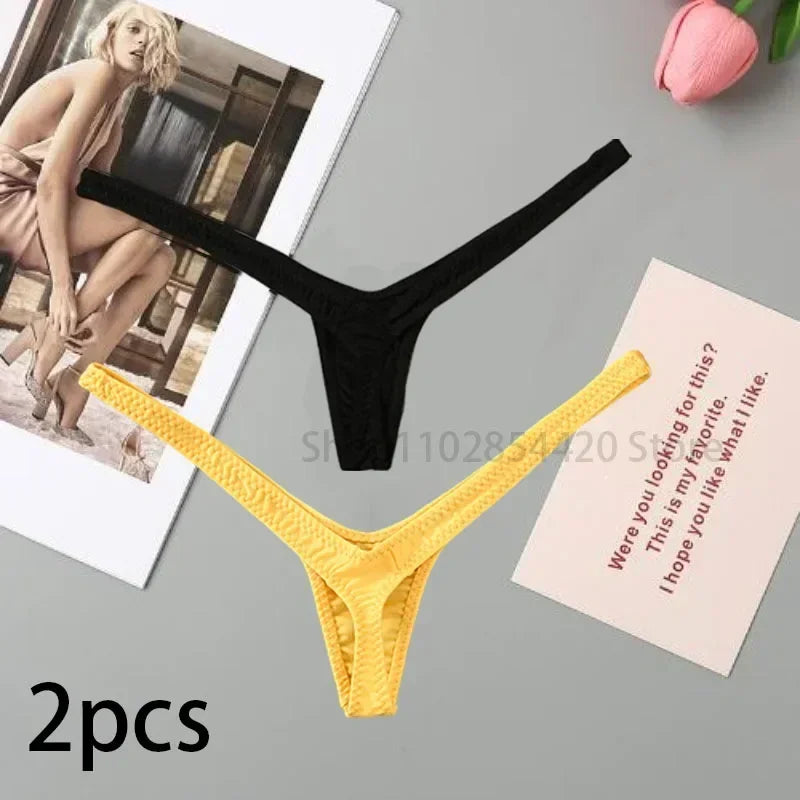 2/4pcs New Deep V Thong Women's Breathable  Line Sexy Hot Waist Mini Panties Bikini Bottom Thongs Female Panty Women Underwear.