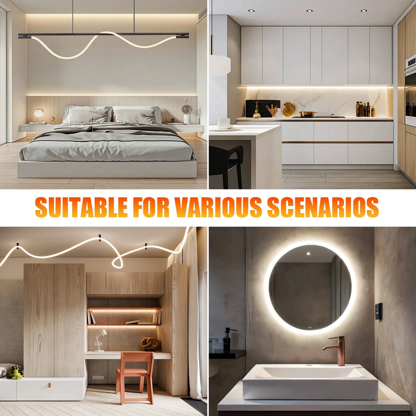 Dimmable LED Neon Tube 360 Degree Round Reticulate Flexible Silicone Tape 240LEDs Waterproof LED Strip Light 12V 24V.