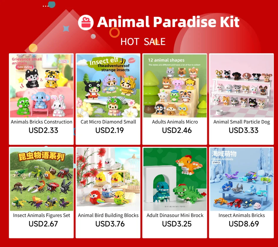 Marine Animals Micro Particle Building Blocks Toys for Children 6 to 10 Years Animal Diy Assembled Toys Puzzle Games Child Gifts.