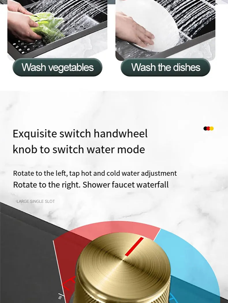 Kitchen Sink 304 Stainless Steel Rain Waterfall Single Trough Honeycomb Large Single Trough Washing Basin