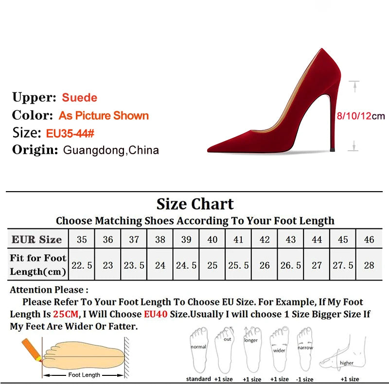 Wine Red High Heels 12cm 10cm 8cm Women Shoes Thin Heels Pointed Head Ladies Pumps Shallow Mouth Stiletto Party Large Size Shoes.