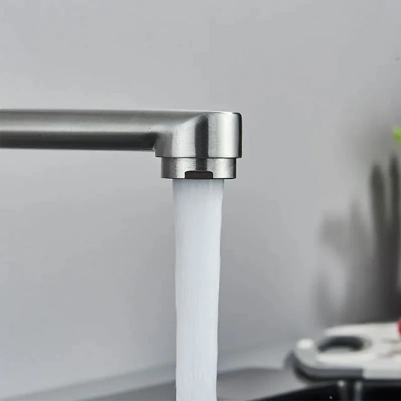 Kitchen Faucets Stainless Steel Wall Mounted Dual Hole Bathroom 360 Rotate Basin Faucet Cold Hot Water Mixer Taps With spray gun