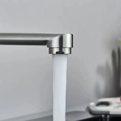 Kitchen Faucets Stainless Steel Wall Mounted Dual Hole Bathroom 360 Rotate Basin Faucet Cold Hot Water Mixer Taps With spray gun