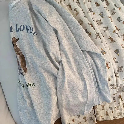 Spring and Autumn New Women's Cartoon Ins Style Pajamas Homewear Suit Girls Students Long-Sleeved Sweet Pajamas Loose Homewear.