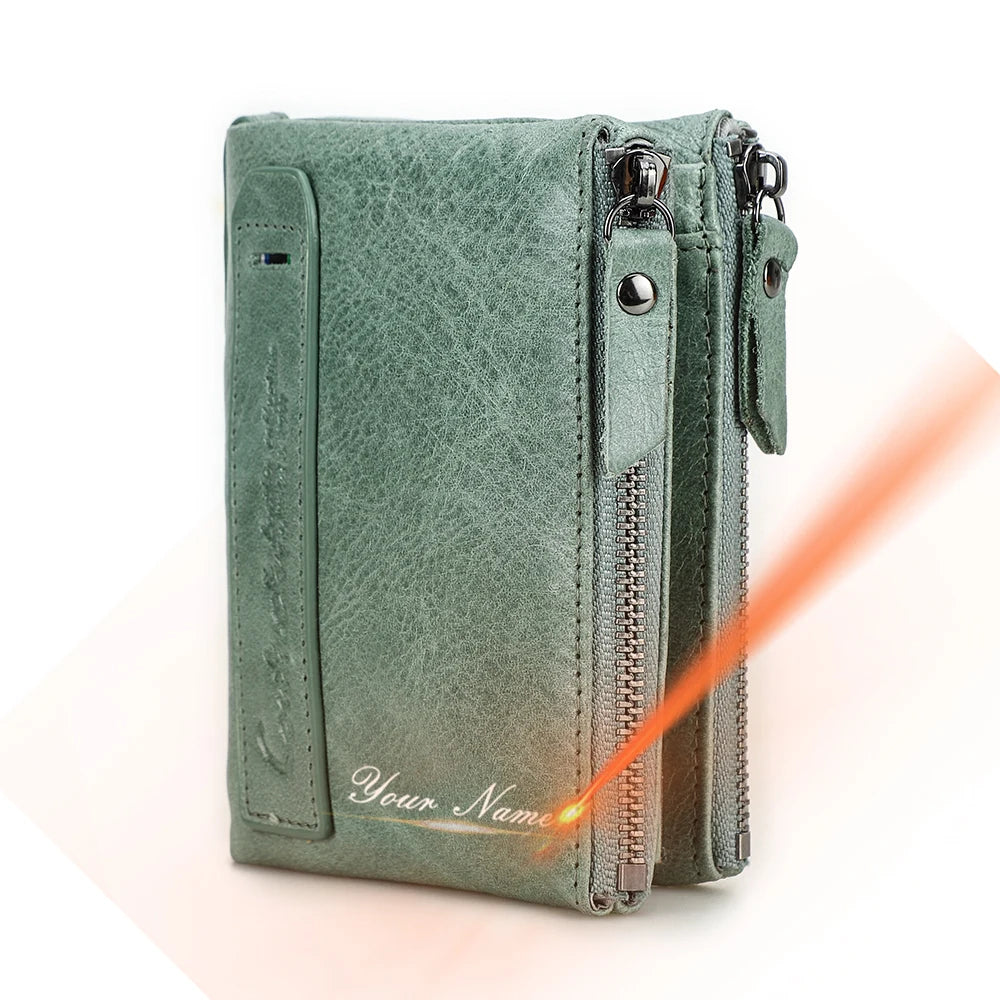 CONTACT'S Genuine Leather Short Wallets for Women Luxury Designer Coin Purse Female Money Clip Card Holder Customize Men Wallets