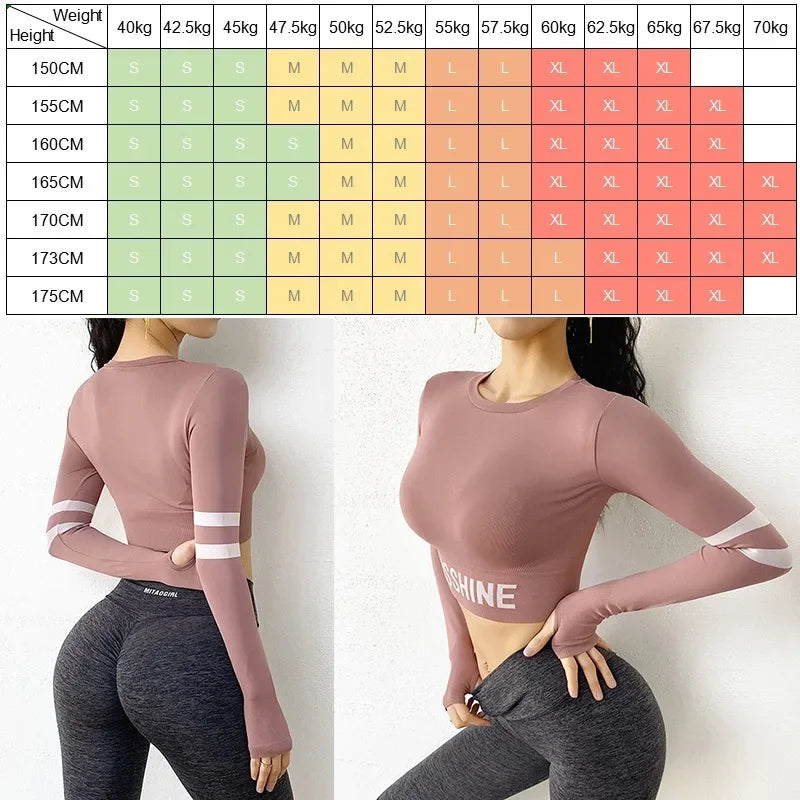 Cloud Hide Fitness Yoga Shirt Sexy Sports Gym Tank Crop Top Running Long Sleeve Blouse Winter T-Shirt Women Workout Sportswear.