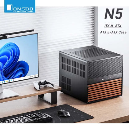Jonsbo N5 NAS Computer Chassis ITX/M-ATX/ATX/E-ATX PC Case 12+4 Hard Disk Space ATX Power Supply With Fan Aluminum Desktop Case.