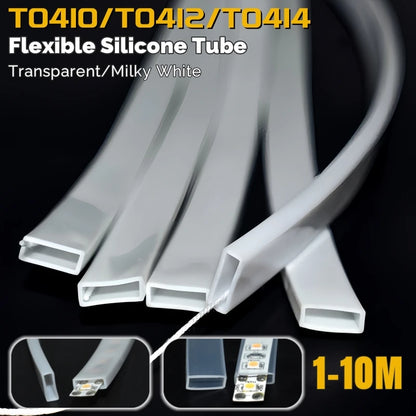 1-10m White/Transparent Neon Silicone Tube LED Rope Lamp Waterproof Diffuser Cover For 8/10/12m RGB Flexible Strip Light Channel.