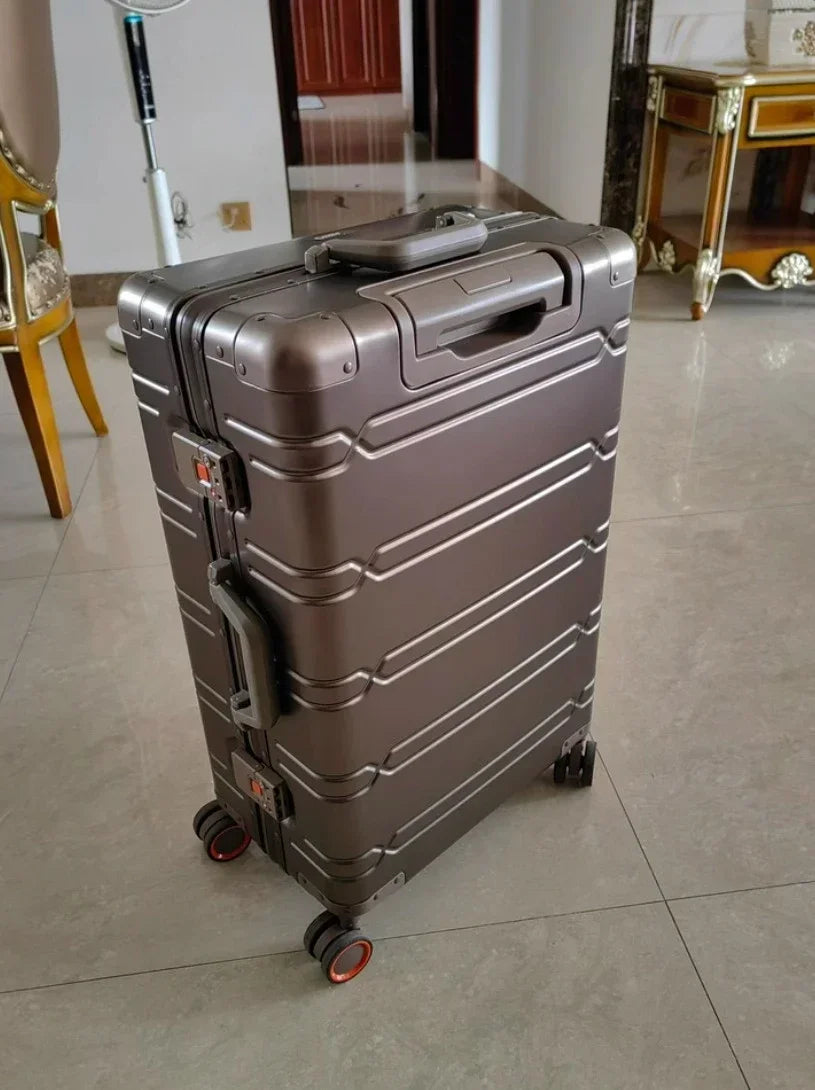 Trolley-Koffer mit großer Kapazität, Reisetasche, Reise-Koffer aus Aluminium-Magnesium-Legierung, Business-Rollgepäck