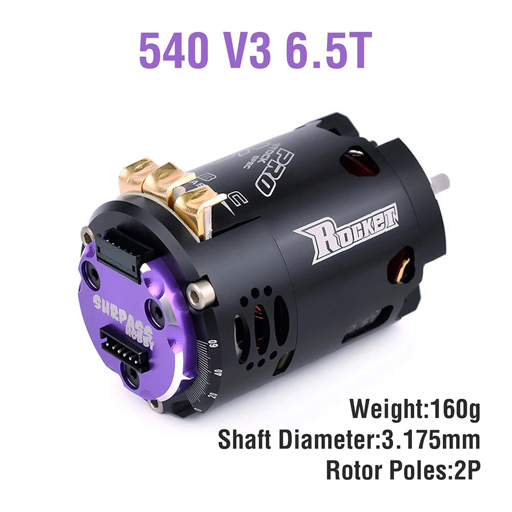 Surpass Hobby Rocket 540 V3 Brushless Motor 5.5T 6.5T 8.5T 10.5T 13.5T 21.5T For Modified Competition 1/10 1/12 F1 RC Drift Car.