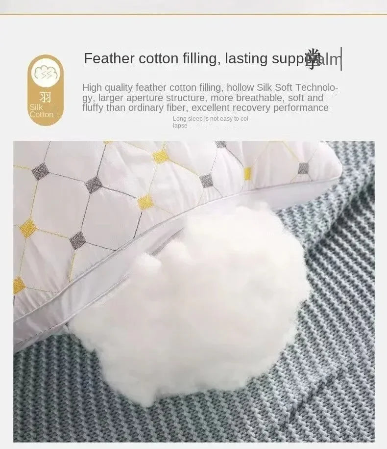 High Quality Pillow Feather Velvet High Rebound Pillow Core For Household Adult Single Neck Protection  To Aid Sleep Pillow Core.