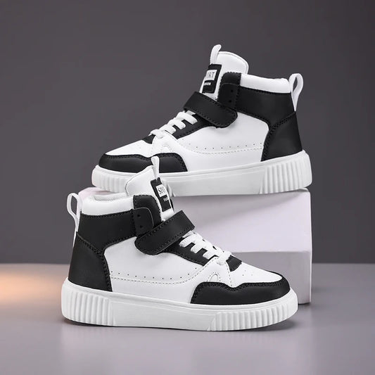 autumn boys sneaker high top children shoes luxury leather basketball shoes kids PU tennis sports shoes for boy size 28-39.