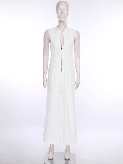 Women High Waist One Piece Sleeveless Jumpsuit Wide Leg Rompers Office Lady Commute Work Casual Dressy Jumpsuits Long Pants.