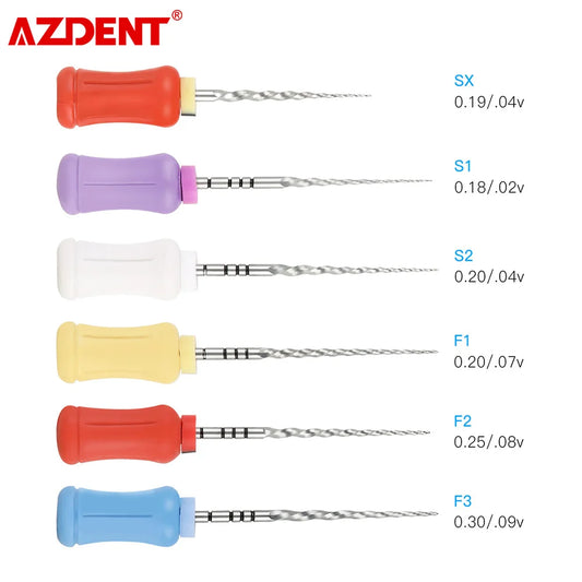 6pcs/Box AZDENT Dental Endodontics NiTi Hand Use Super Rotary File SX-F3 25mm Dental Root Canal File.