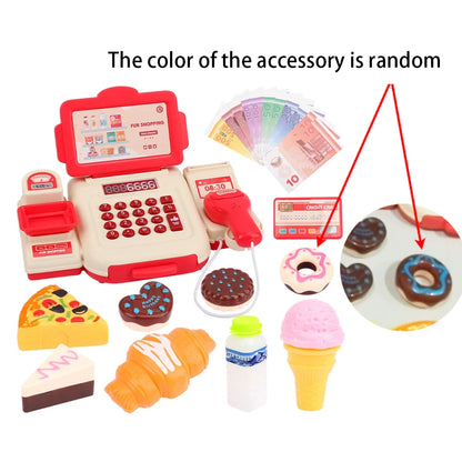 Simulation Cartoon Supermarket Cash Register Toy Home Appliance Series Children Play Home Electric Lighting Sound Register.