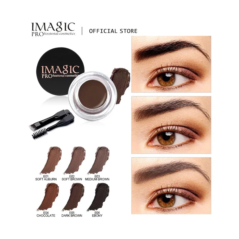 IMAGIC Professional Eyebrow Gel 6 Colors Eyebrow Enhancer Brow Enhancers Tint Makeup Eyebrow Brown With Brow Brush Tools.