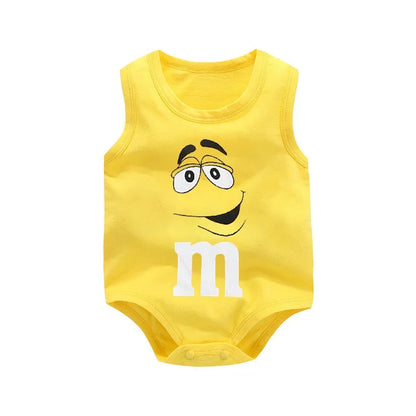 0-24M Neugeborenen Baby Baumwolle Body für Jungen und Mädchen Brief Drucken Lustige M Ärmellose Baby Strampler Sommer weiche Kleinkind Onesie